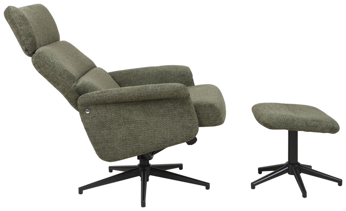 RELAXFÅTÖLJ SET i vävt tyg grön  - grön/svart, Design, metall/textil (74/106-96/72-101cm) - Carryhome