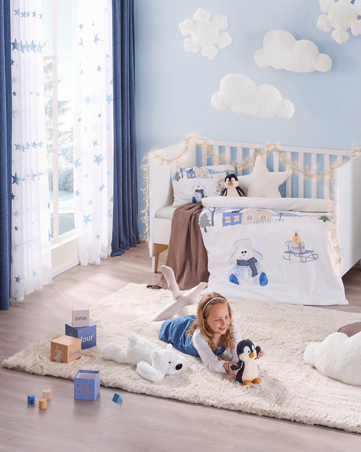 DETSKÁ POSTEĽNÁ BIELIZEŇ 100/135 cm  - modrá/biela, Trend, textil (100/135cm) - Patinio