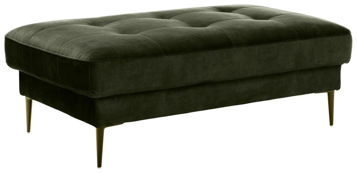 HOCKER in Textil Dunkelgrün  - Dunkelgrün/Schwarz, MODERN, Textil (125/42/72cm) - Trendmanufaktur