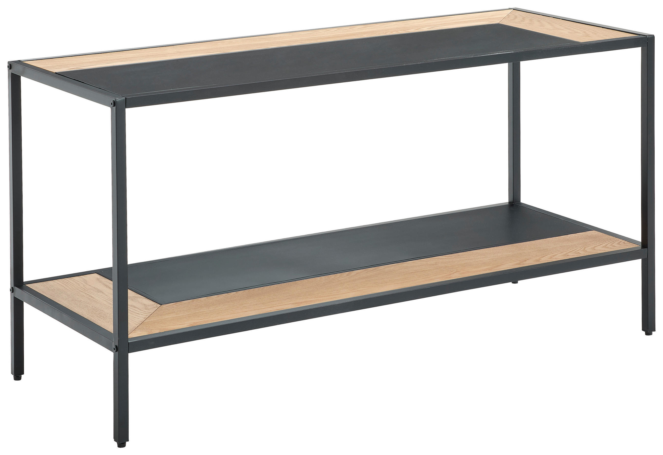 COUCHTISCH Tanne furniert rechteckig Naturfarben, Schwarz  - Schwarz/Naturfarben, Design, Holz/Holzwerkstoff (120/60/47cm) - MID.YOU