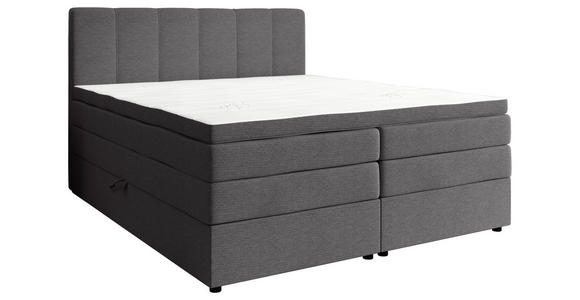 BOXSPRINGBETT 200/200 cm,  in Anthrazit, gepolstertes Kopfteil, Bettkasten, Topper, Matratzen, H2 + H3 = mittel + fest  - Anthrazit/Schwarz, KONVENTIONELL, Kunststoff/Textil (200/200cm) - Esposa