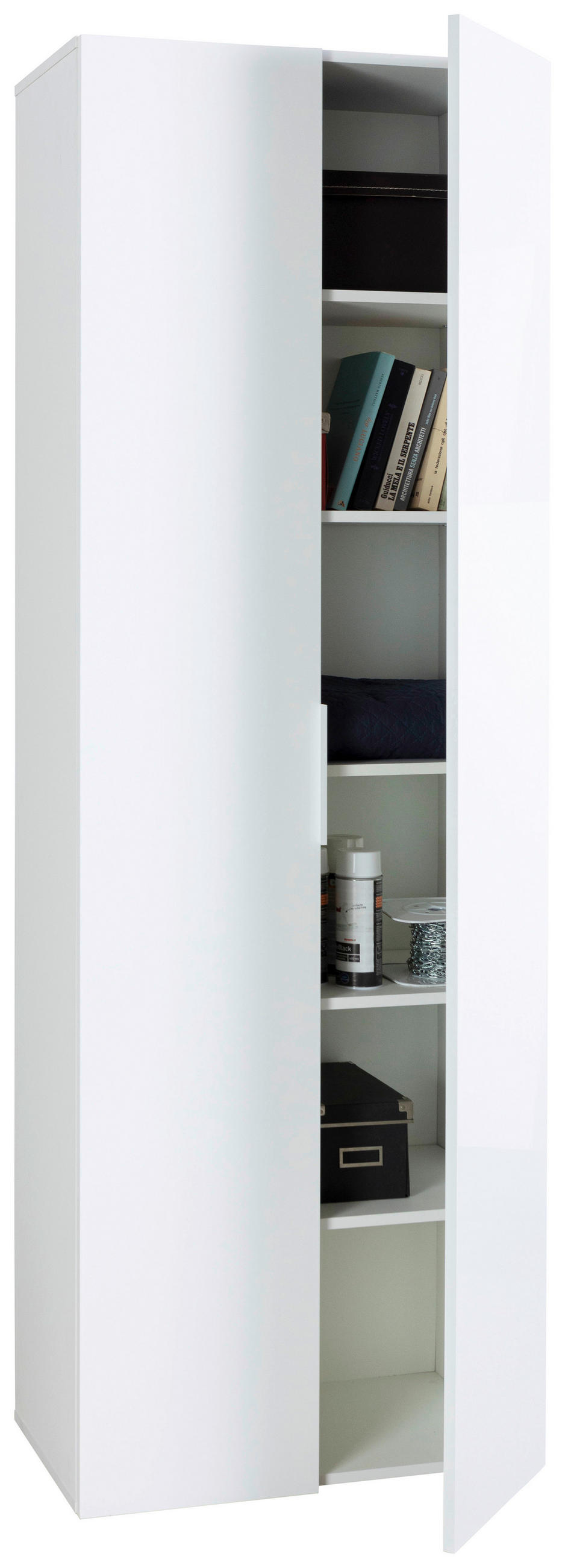 VEČNAMENSKA OMARA, bela, visoki sijaj - črna/bela, Design, kovina/umetna masa (68,8/198,3/37,1cm) - Carryhome
