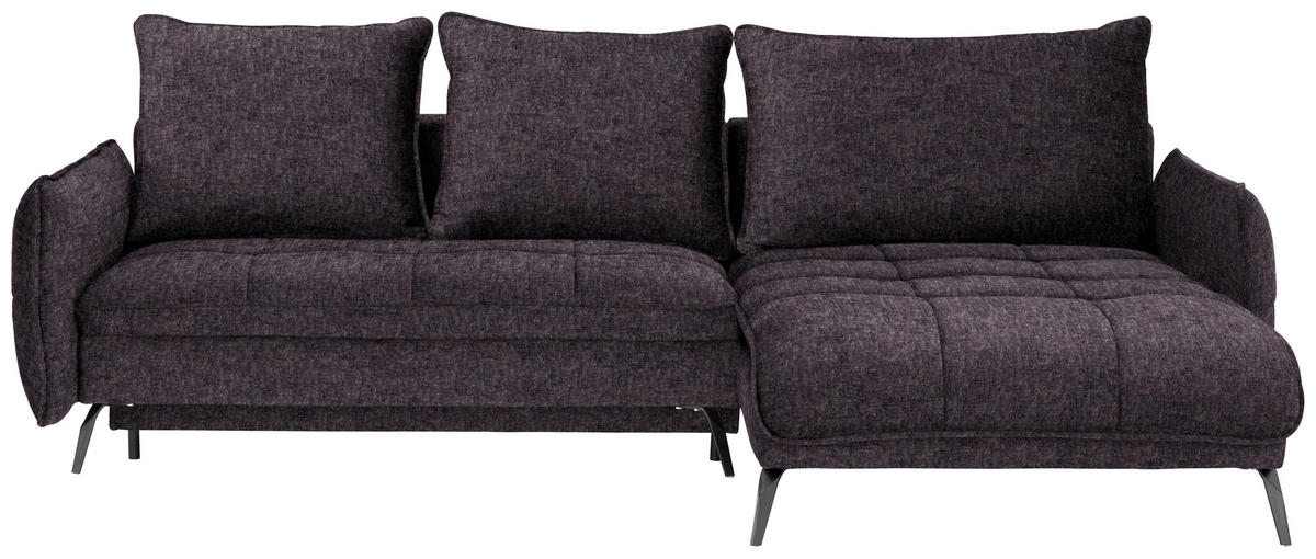 ECKSOFA in Flachgewebe Anthrazit  - Anthrazit/Schwarz, Design, Textil/Metall (273/180cm) - Hom`in