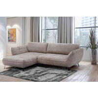 ECKSOFA in Struktur Hellbraun  187/282 cm  - Hellbraun/Schwarz, Design, Textil/Metall (187/282cm) - Livetastic