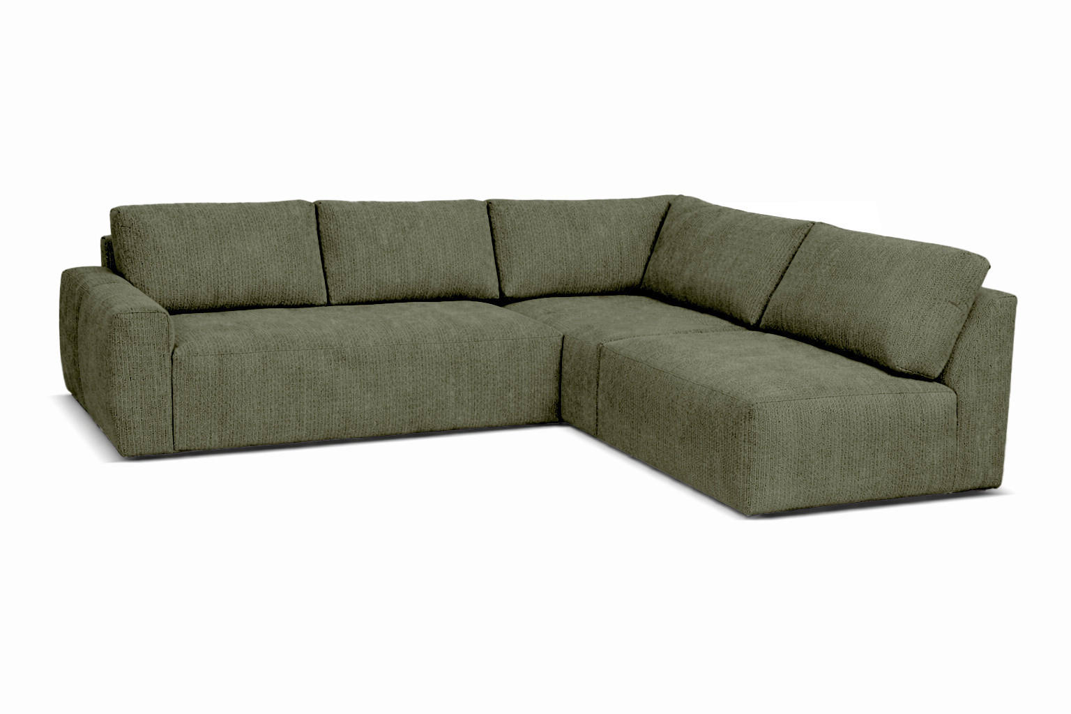 ECKSOFA MAZA in Cord Grün  275/237 cm  - Schwarz/Grün, Design, Textil (275/237cm) - Livetastic
