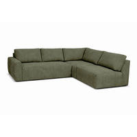 ECKSOFA MAZA in Cord Grün  275/237 cm  - Schwarz/Grün, Design, Textil (275/237cm) - Livetastic