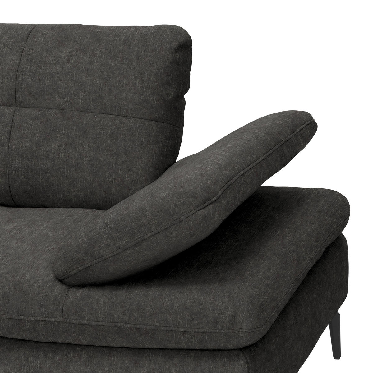 ECKSOFA in Velours Dunkelgrau  - Dunkelgrau/Schwarz, Design, Textil/Metall (179/301cm) - Chilliano
