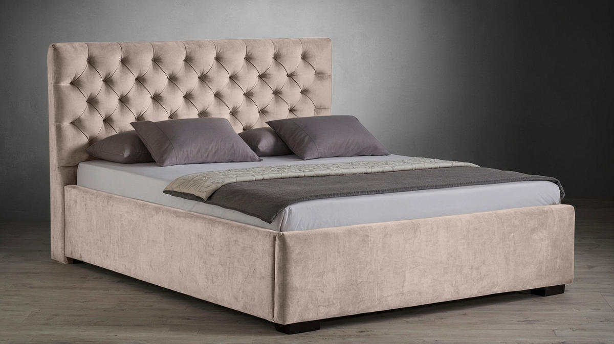 POLSTERBETT 180/200 cm  in Creme  - Creme/Schwarz, Design, Holz/Textil (180/200cm) - Boxxx