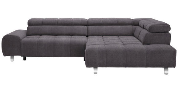 ECKSOFA in Webstoff Anthrazit 295/201 cm - Anthrazit/Silberfarben, Design, Textil/Metall (295/201cm) - Hom`in