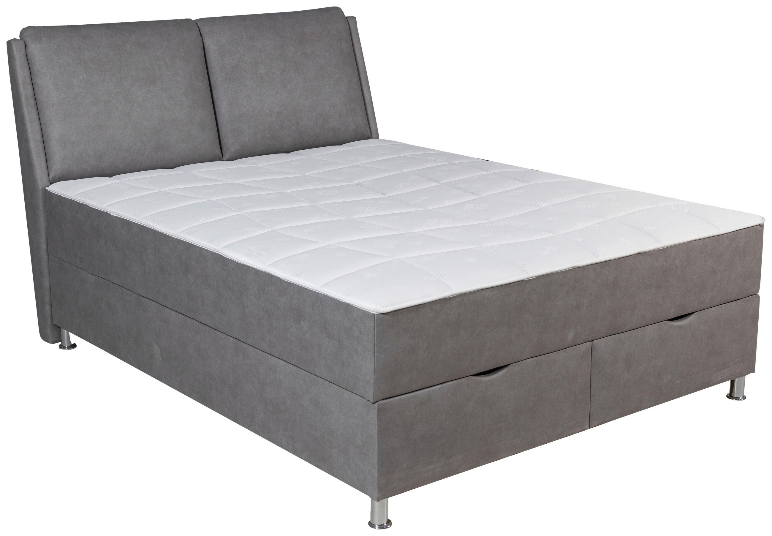 Pat Boxspring, gri - argintiu/gri, Modern, textil (160/200cm) - Hom`in