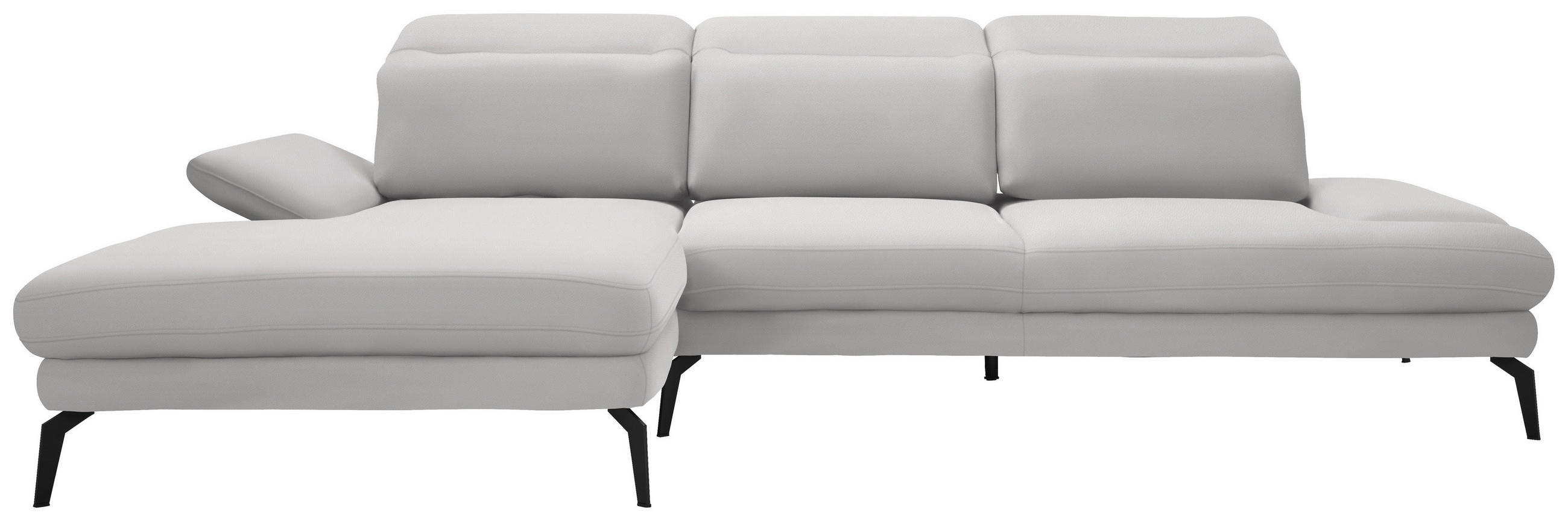 ECKSOFA in Flachgewebe Creme  - Creme/Schwarz, Design, Textil/Metall (180/289cm) - Stylife