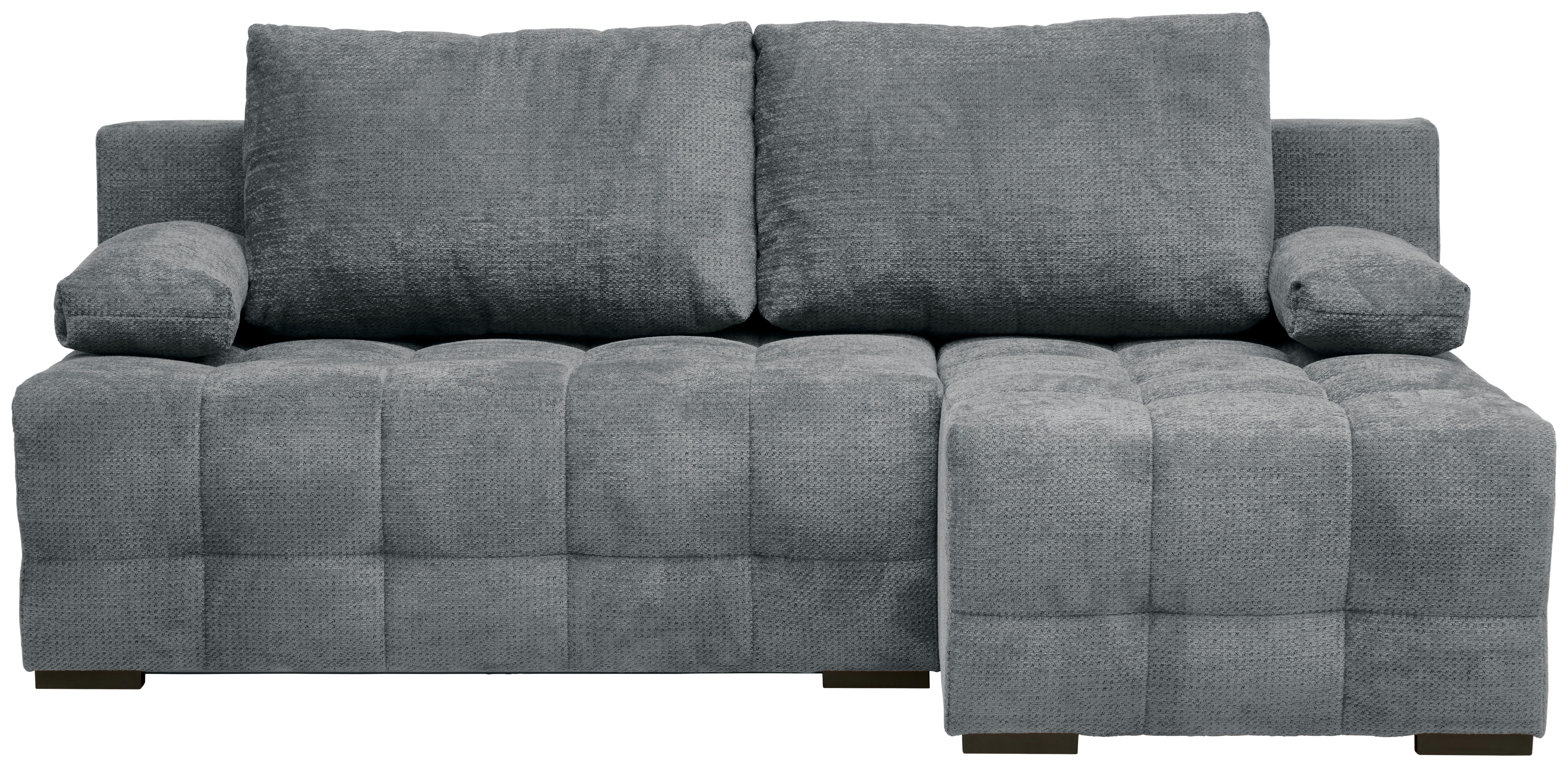 ECKSOFA Dunkelgrau Chenille  - Dunkelgrau/Schwarz, MODERN, Kunststoff/Textil (204/145cm) - home24