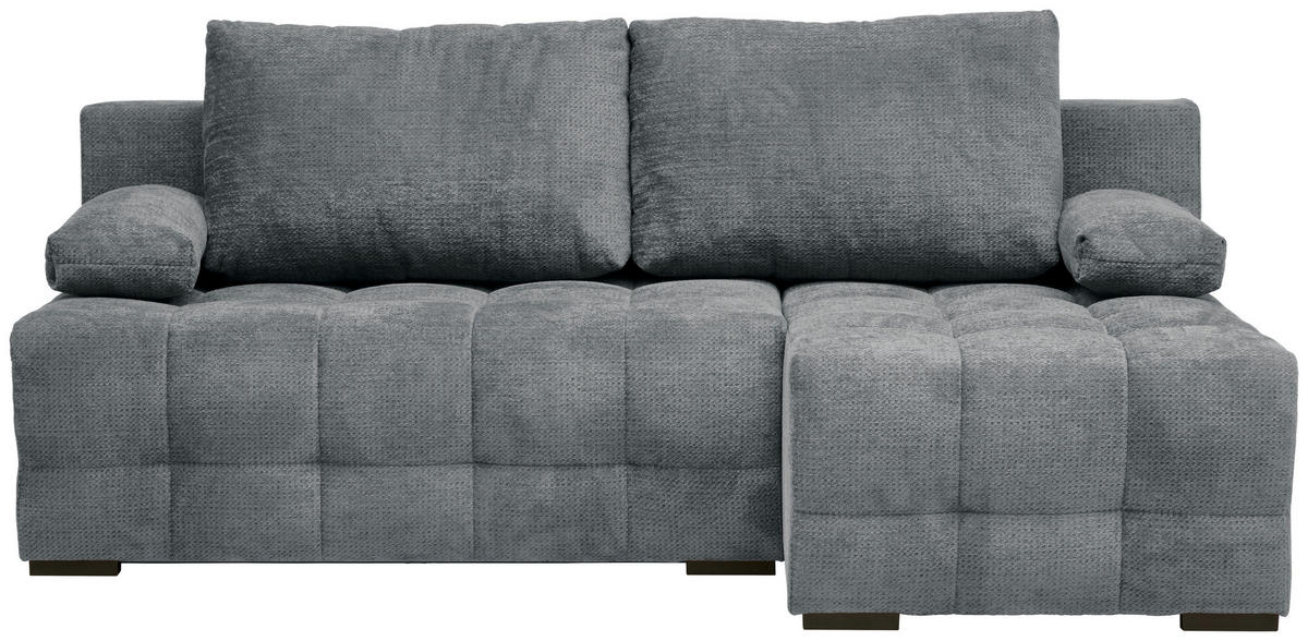 ECKSOFA in Chenille Dunkelgrau  - Dunkelgrau/Schwarz, MODERN, Kunststoff/Textil (204/145cm) - home24