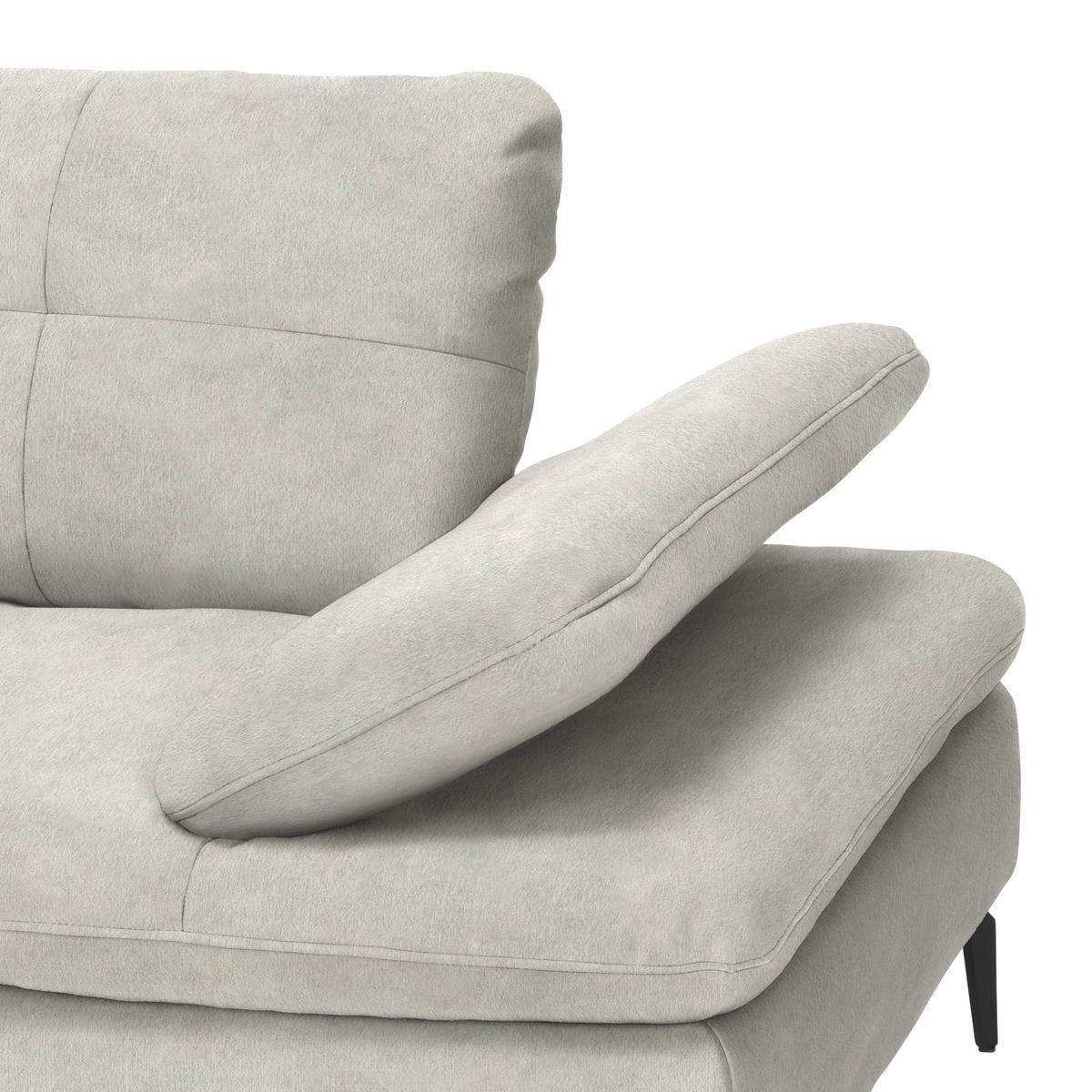 ECKSOFA in Velours Ecru  179/301 cm  - Ecru/Schwarz, Design, Textil/Metall (179/301cm) - Chilliano