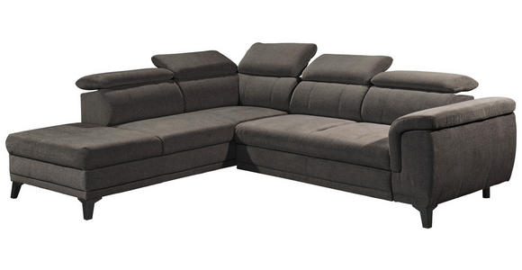 ECKSOFA Dunkelbraun Mikrovelours  - Dunkelbraun/Schwarz, KONVENTIONELL, Kunststoff/Textil (231/274cm) - Carryhome