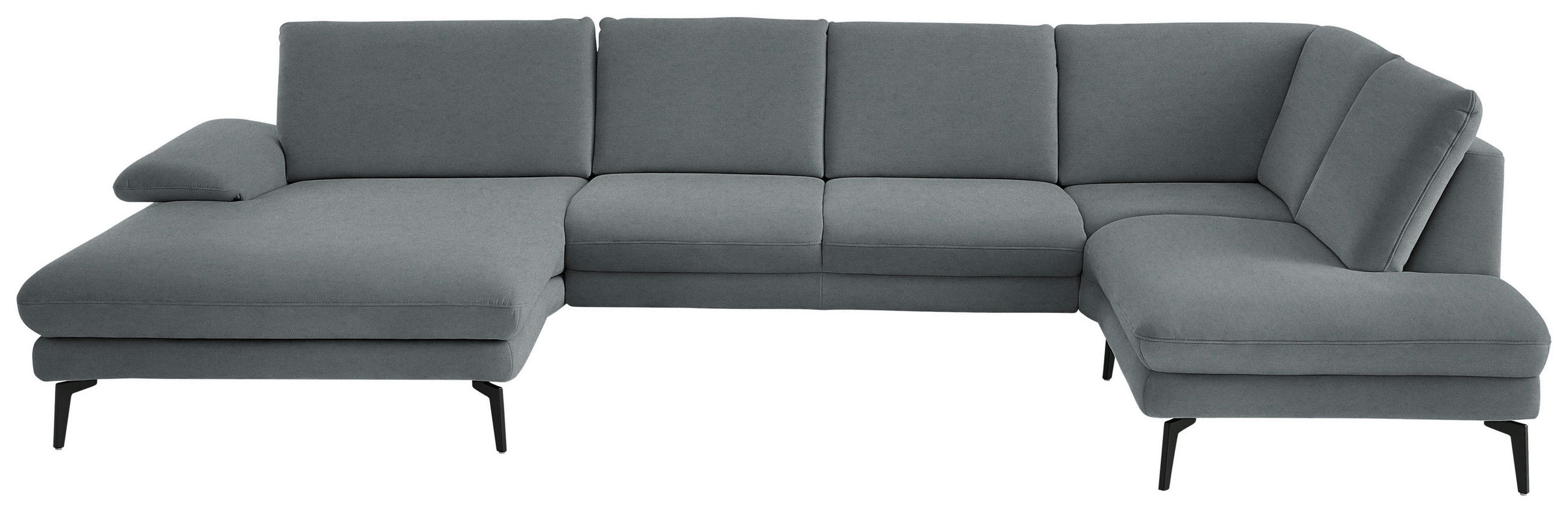 WOHNLANDSCHAFT Chenille, Flachgewebe Dunkelgrau  - Dunkelgrau/Schwarz, Design, Textil/Metall (180/344/208cm) - Dieter Knoll