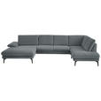 WOHNLANDSCHAFT  in Chenille, Flachgewebe Dunkelgrau  - Dunkelgrau/Schwarz, Design, Textil/Metall (180/344/208cm) - Dieter Knoll