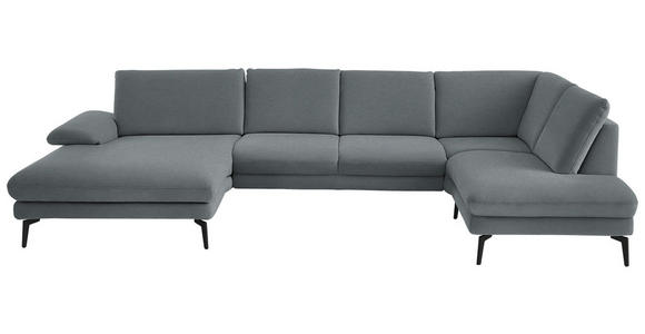 WOHNLANDSCHAFT  in Chenille, Flachgewebe Dunkelgrau  - Dunkelgrau/Schwarz, Design, Textil/Metall (180/344/208cm) - Dieter Knoll