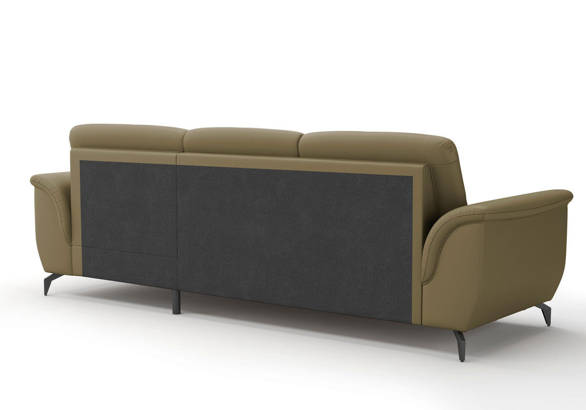 ECKSOFA in Vliesstoff Kombination Echtleder/Stoff Olivgrün  262/164 cm  - Schwarz/Olivgrün, MODERN, Leder/Textil (262/164cm) - Sit & More