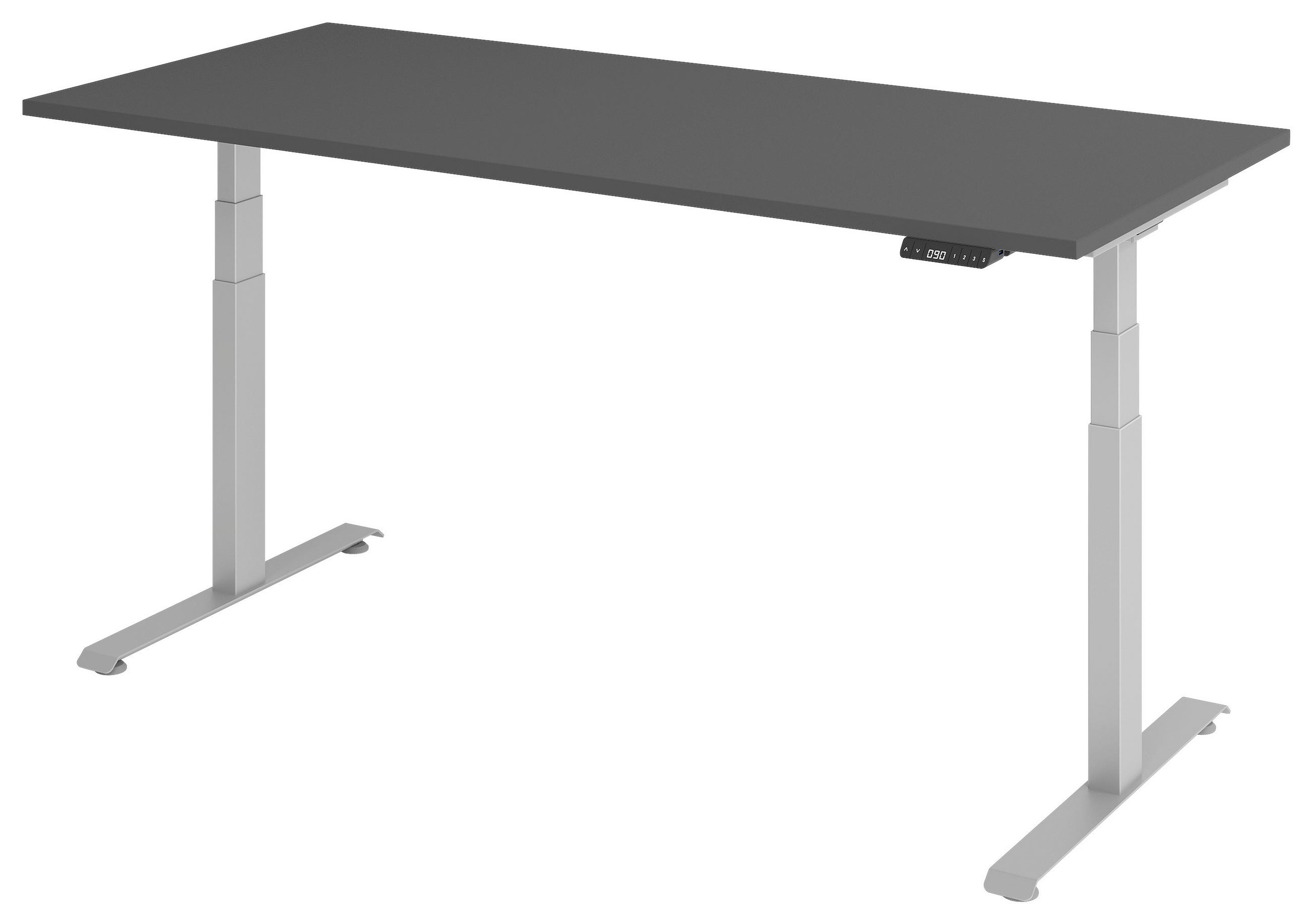SCHREIBTISCH 180/80/64,5-129,5 cm Graphitfarben, Silberfarben elektrisch höhenverstellbar  - Silberfarben/Graphitfarben, KONVENTIONELL, Holzwerkstoff/Metall (180/80/64,5-129,5cm) - Venda