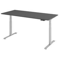 SCHREIBTISCH 180/80/64,5-129,5 cm Graphitfarben, Silberfarben elektrisch höhenverstellbar  - Silberfarben/Graphitfarben, KONVENTIONELL, Holzwerkstoff/Metall (180/80/64,5-129,5cm) - Venda