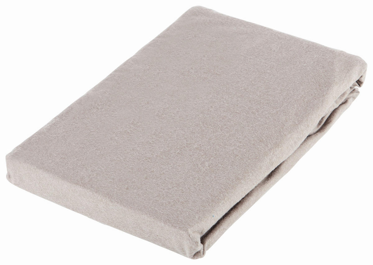 Flanell-Spannleintuch 160/200 cm Biber  - Taupe, KONVENTIONELL, Textil (160/200cm) - Esposa