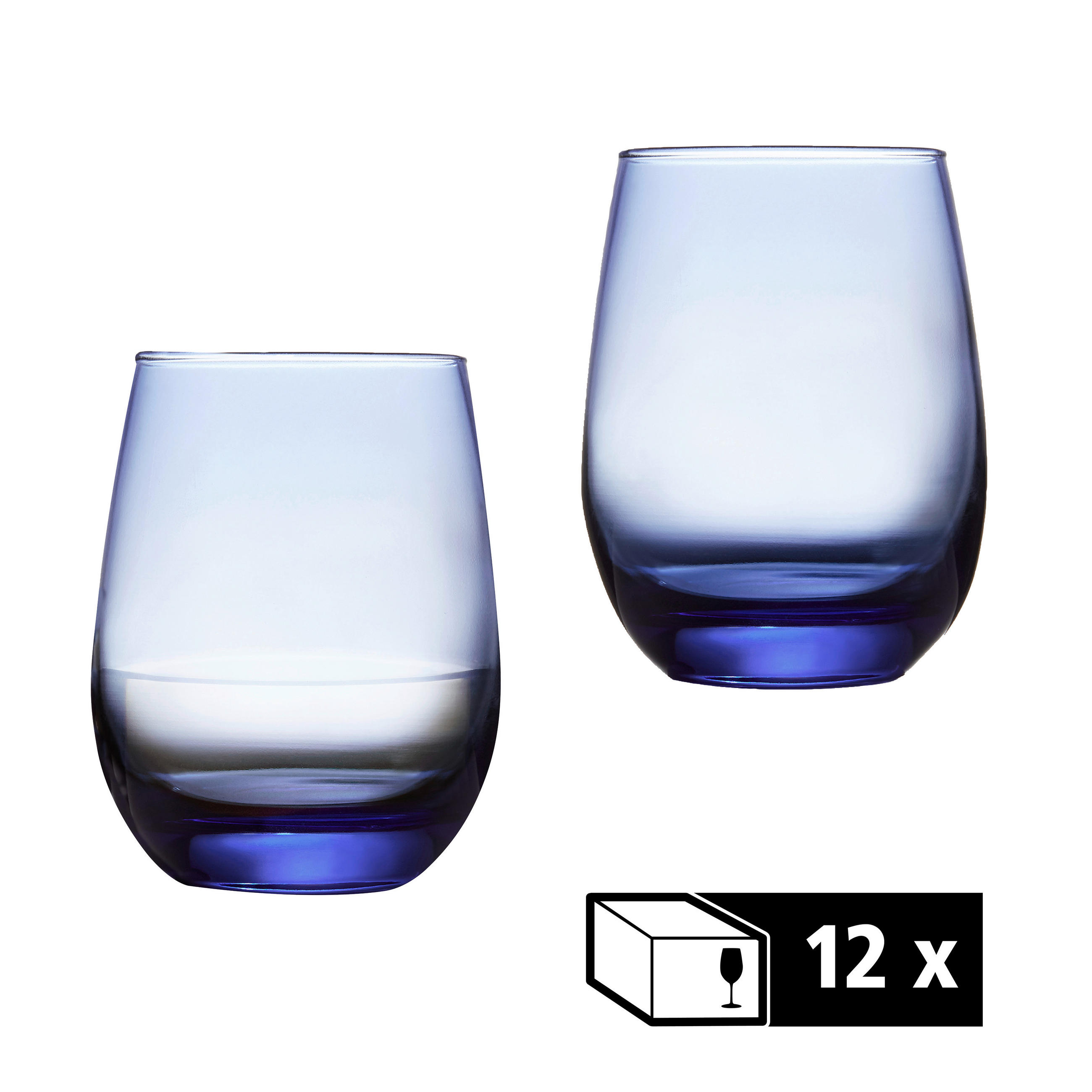 GLÄSERSET STEMLESS  12-teilig  - Hellblau, Basics, Glas (9/11,5cm)