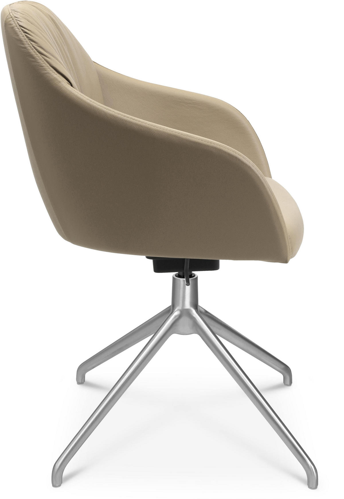ARMLEHNSTUHL  in Aluminium Echtleder pigmentiert  - Beige/Alufarben, Design, Leder/Metall (58/81,5-84,5/60cm) - Johann Jakob