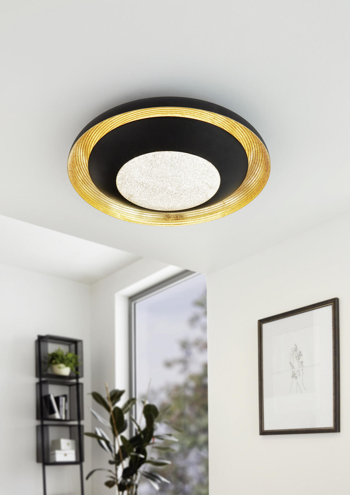 LED-DECKENLEUCHTE 24,5 W  49,5/9 cm    - Transparent/Goldfarben, Design, Kunststoff/Metall (49,5/9cm) - Eglo
