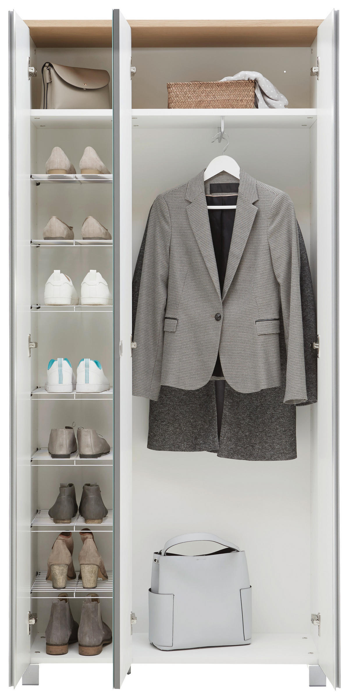 GARDEROBE 4-teilig  in 270/193/37 cm  - Weiss/Eichefarben, Design, Holz/Holzwerkstoff (270/193/37cm) - Dieter Knoll