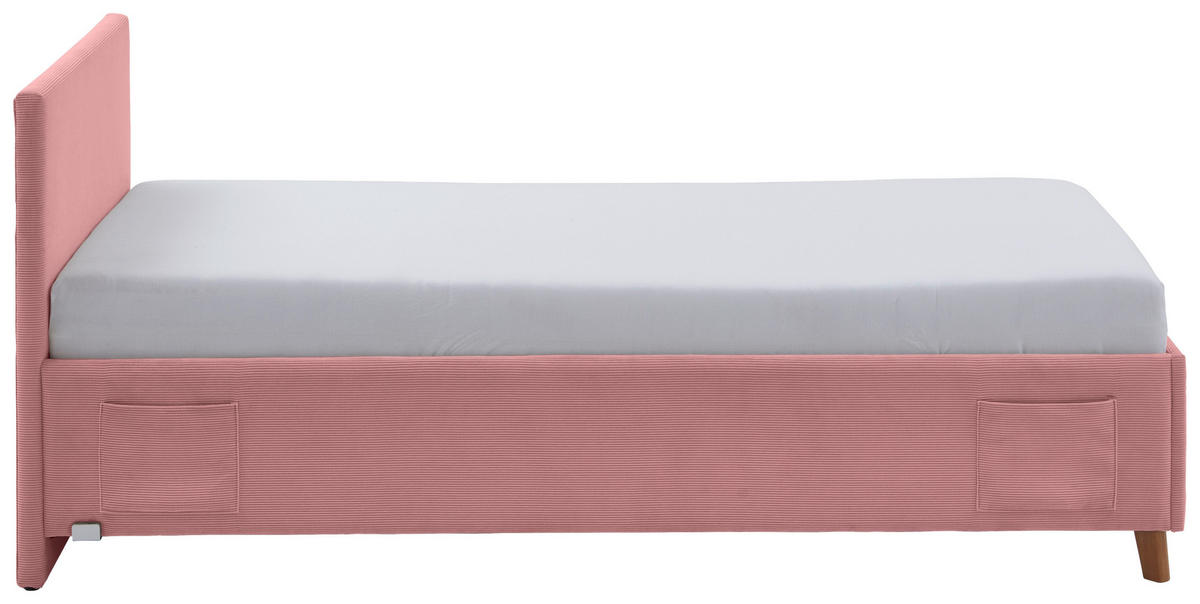 POLSTERBETT 90/200 cm  in Rosa  - Eichefarben/Rosa, Konventionell, Holz/Textil (90/200cm) - Stylife