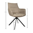 ARMLEHNSTUHL  Sitzfläche 360° drehbar, automatische Rückholfunktion  Echtleder  - Taupe/Schwarz, Design, Leder/Metall (60/89,5/64cm) - Novel