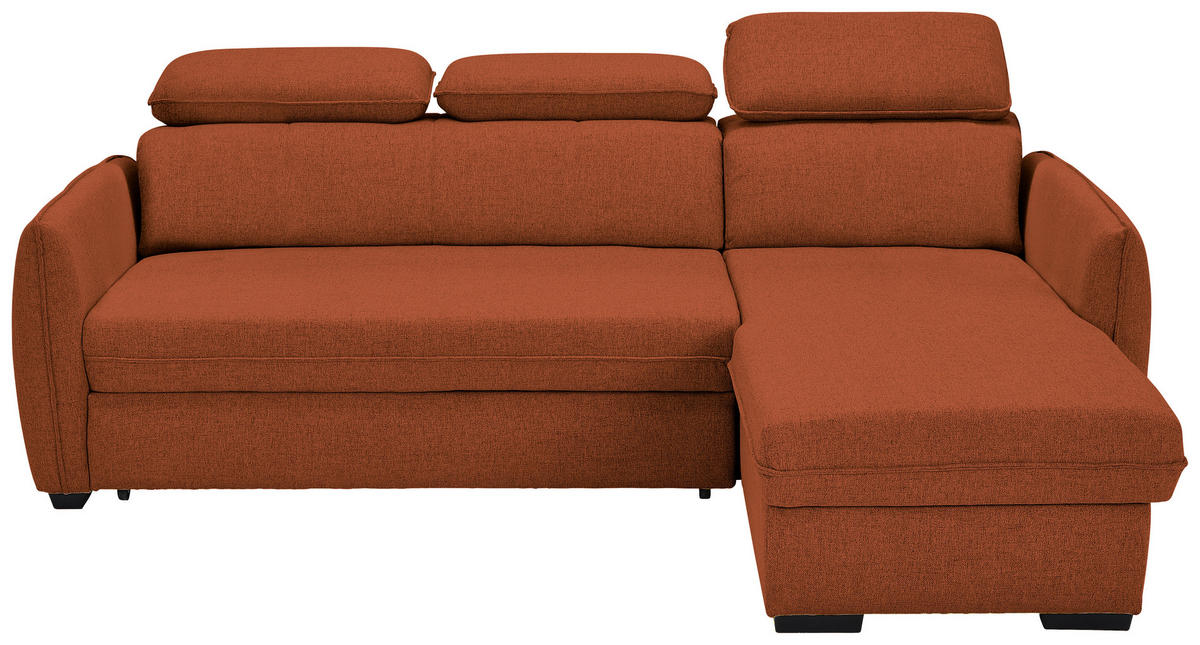 ECKSOFA in Flachgewebe Rostfarben  - Rostfarben/Schwarz, Modern, Kunststoff/Textil (182/237cm) - Carryhome