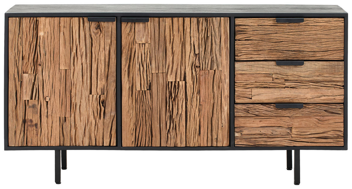 SIDEBOARD  150/75/40 cm 3 Schublade(n)  - Schwarz/Naturfarben, Design, Holz/Metall (150/75/40cm) - Livetastic