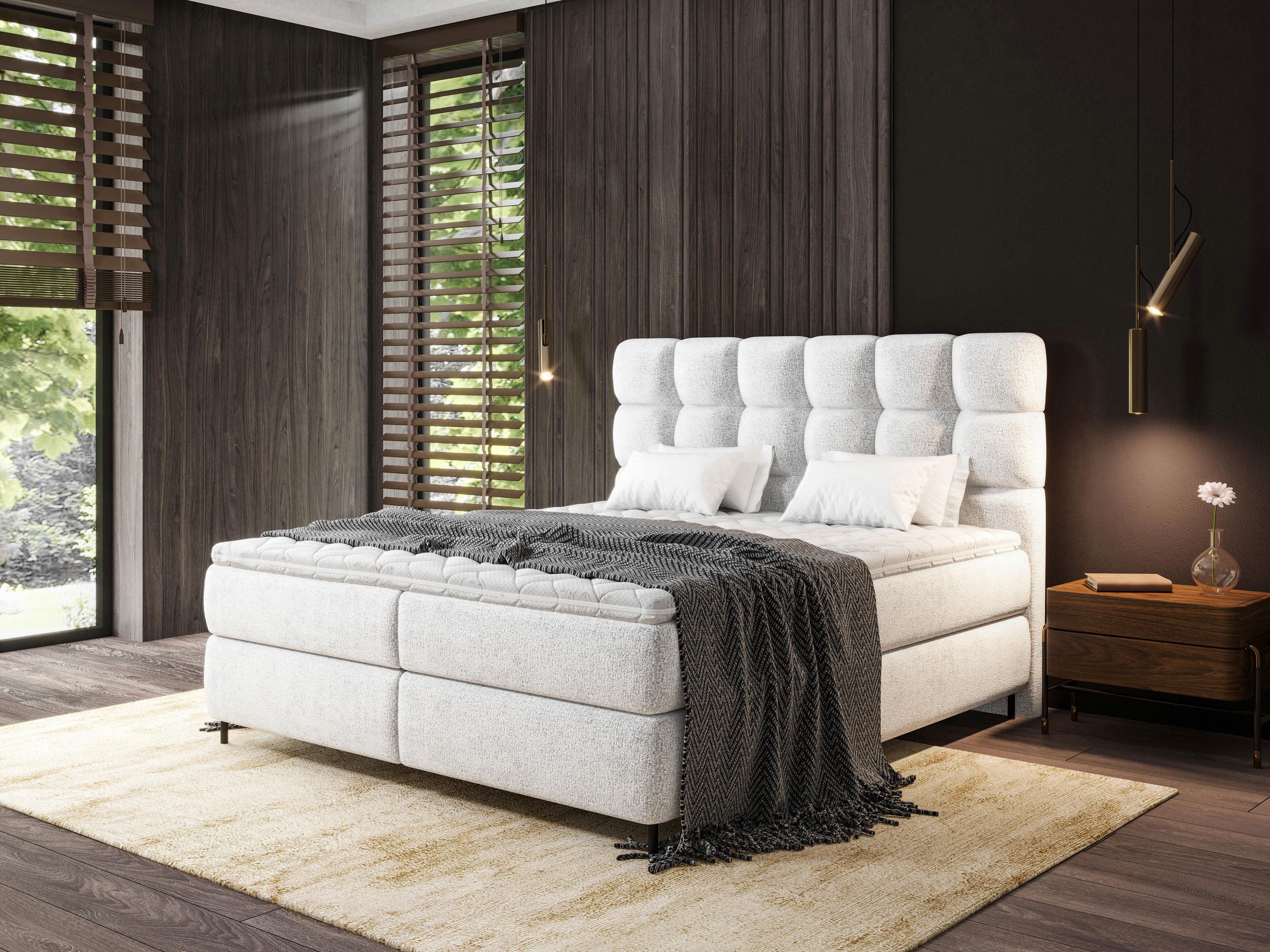 BOXSPRINGBETT 160/200 cm  in Weiß  - Schwarz/Weiß, Trend, Textil/Metall (160/200cm) - Esposa
