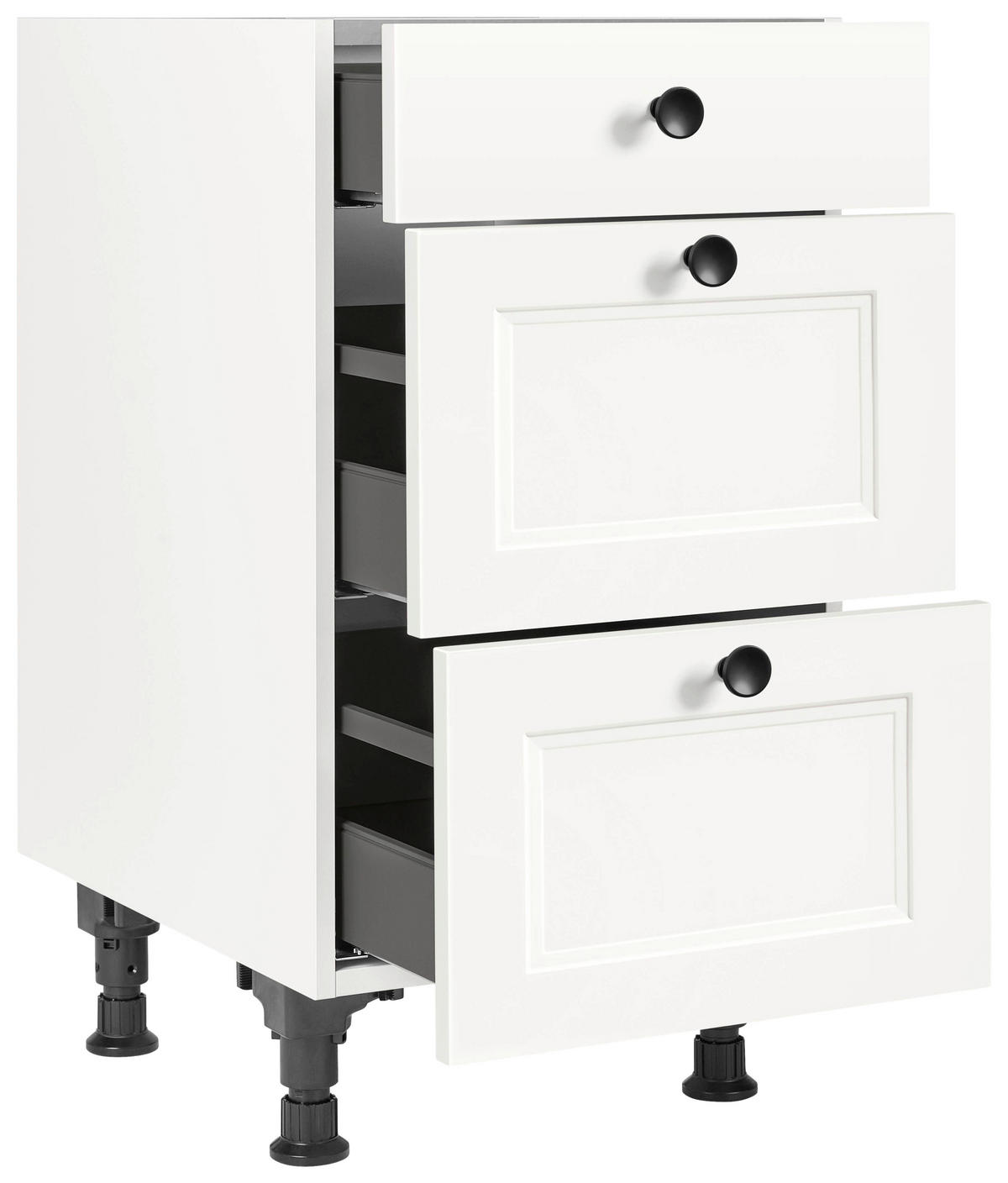 SCHUBKASTENUNTERSCHRANK 45/87/56 cm  in Weiß  - Schwarz/Weiß, MODERN, Holzwerkstoff/Metall (45/87/56cm) - Nobilia