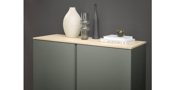 SIDEBOARD  in 120,2/89/43 cm  - Eichefarben/Schwarz, Design, Holzwerkstoff/Kunststoff (120,2/89/43cm) - Voleo