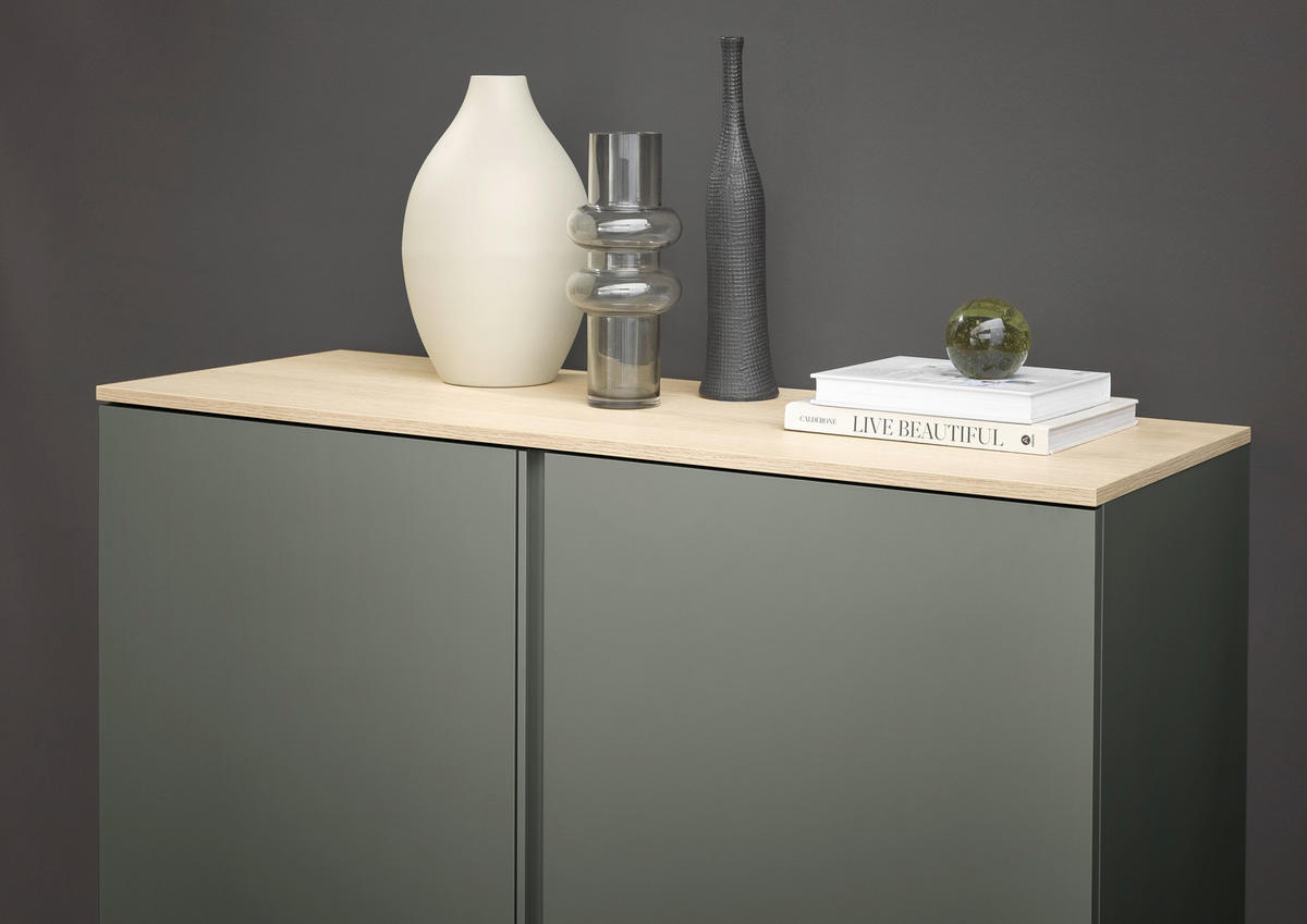 SIDEBOARD  in 120,2/89/43 cm  - Eichefarben/Schwarz, Design, Holzwerkstoff/Kunststoff (120,2/89/43cm) - Voleo