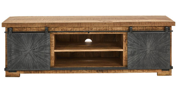 LOWBOARD  in 160/50/40 cm  - Schwarz/Naturfarben, Design, Holz/Metall (160/50/40cm) - Ambia Home