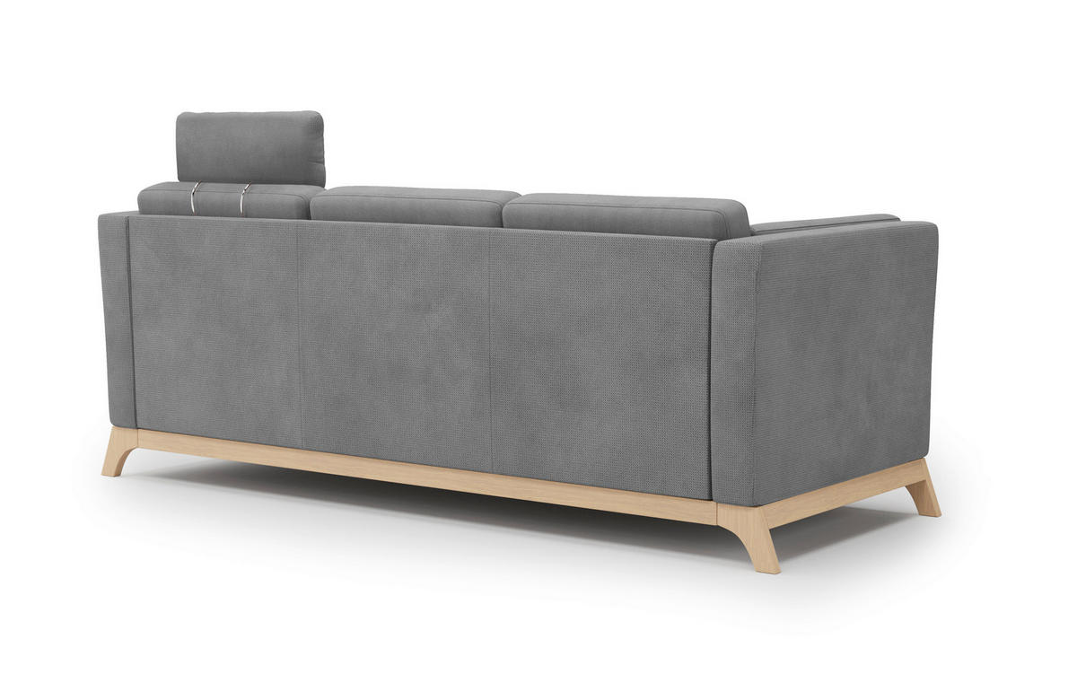 3-SITZER-SOFA in Flachgewebe Grau  - Eichefarben/Grau, KONVENTIONELL, Holz/Textil (213/84/93cm) - Sit & More