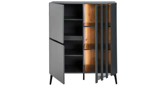 HIGHBOARD in 96,3/117/41,5 cm - Schwarz/Grau, Design, Glas/Holzwerkstoff (96,3/117/41,5cm) - Novel