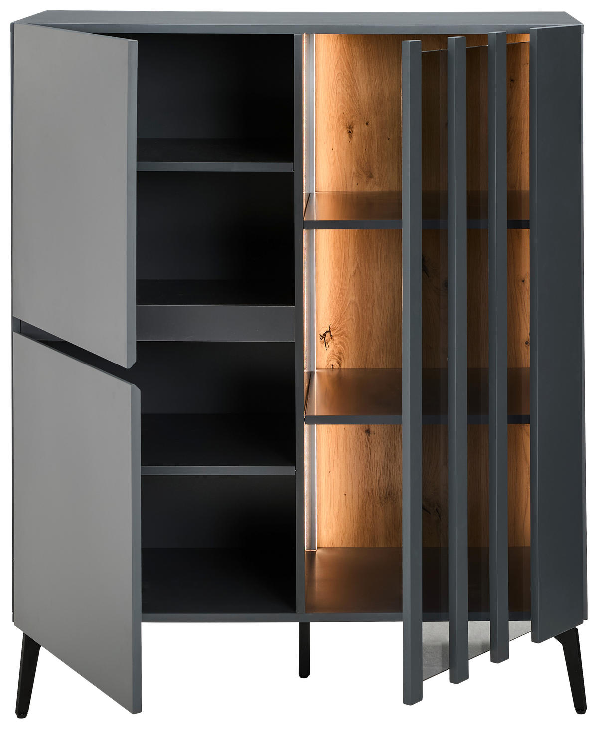 HIGHBOARD  in 96,3/117/41,5 cm  - Schwarz/Grau, Design, Glas/Holzwerkstoff (96,3/117/41,5cm) - Novel