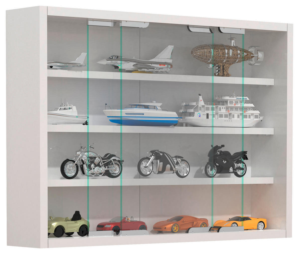 HÄNGEVITRINE in Weiss  - Weiss/Silberfarben, Modern, Glas/Holzwerkstoff (57/40/10cm) - MID.YOU