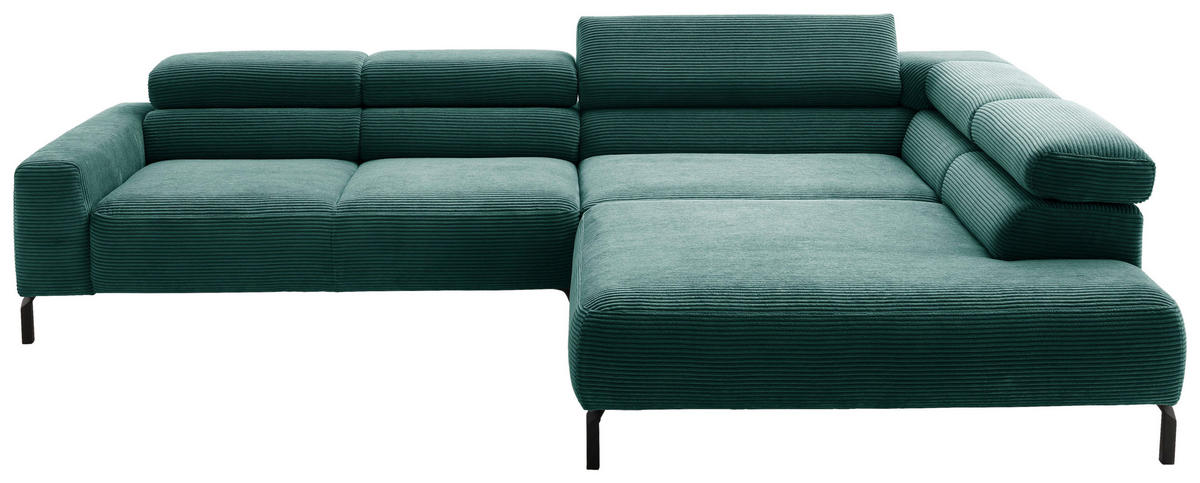 Freisteller von Pure Home Lifestyle ECKSOFA inkl. Funktion Dunkelgrün Cord.