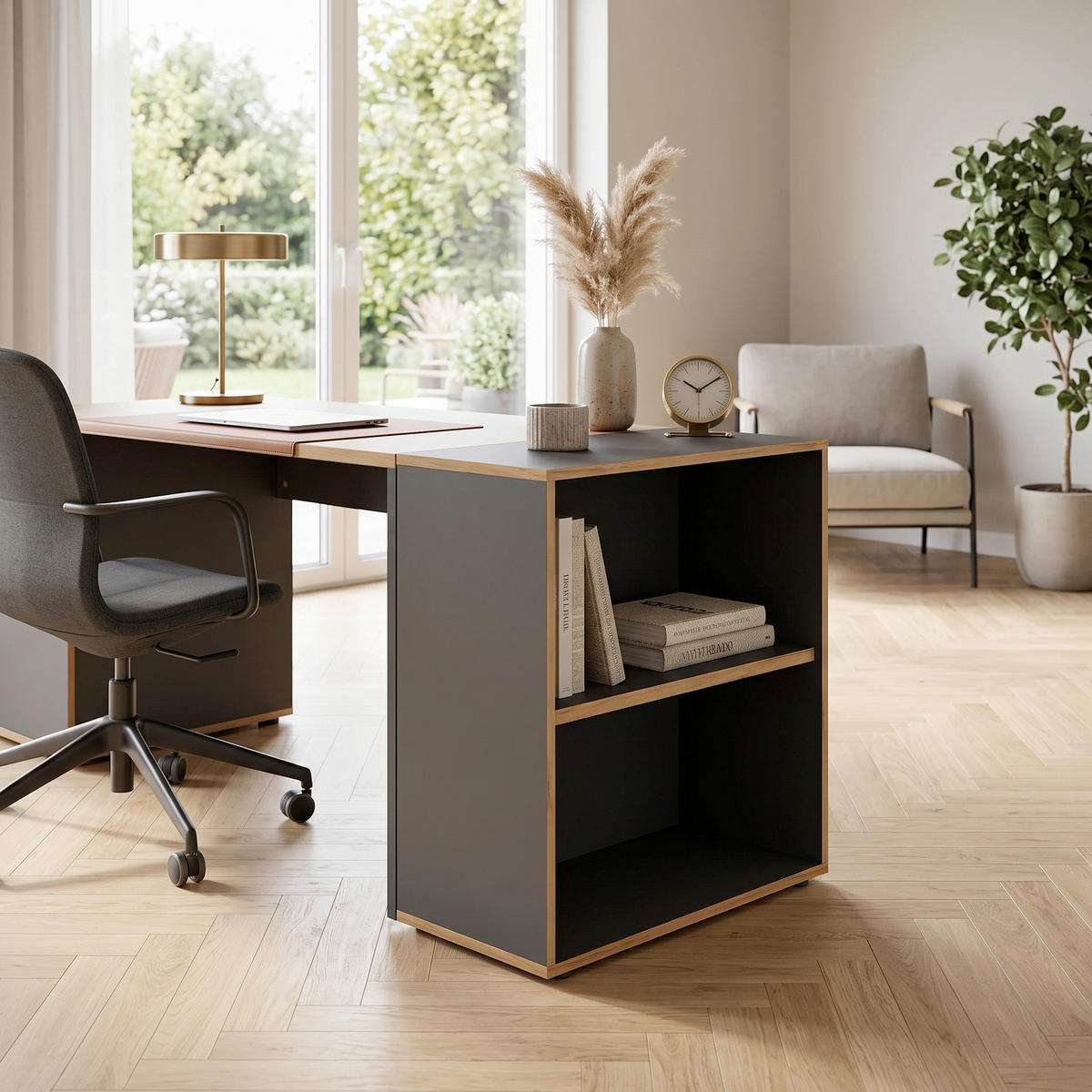 IRATTARTÓ POLC - fekete/méztölgy színű, Design, műanyag/faalapú anyag (60/74/33cm) - P & B