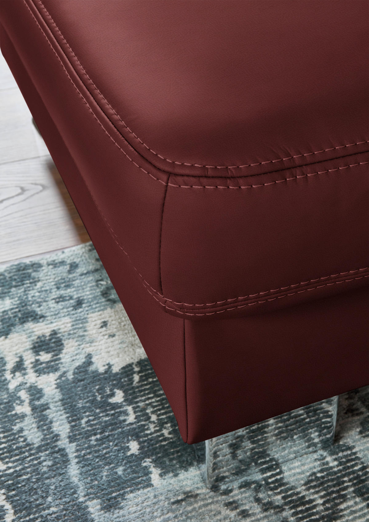 ECKSOFA  in Echtleder Brombeere  235/248 cm  - Brombeere/Alufarben, Design, Leder/Metall (235/248cm) - Beldomo Premium