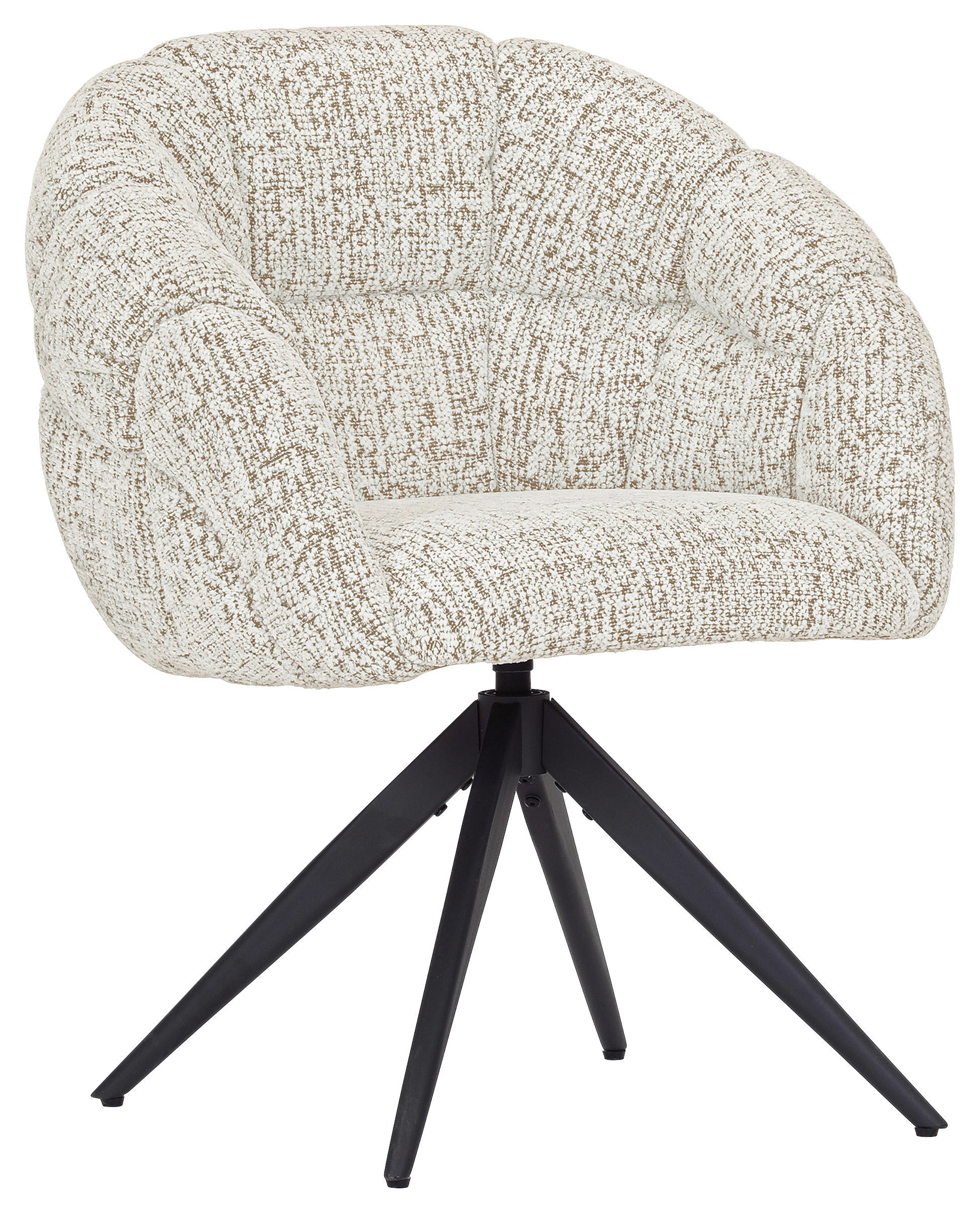 ARMLEHNSTUHL  Sitzfläche 360° drehbar Chenille  - Beige/Schwarz, Design, Textil/Metall (70/84/64cm) - Novel