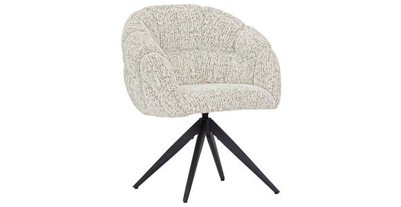 ARMLEHNSTUHL  Sitzfläche 360° drehbar Chenille  - Beige/Schwarz, Design, Textil/Metall (70/84/64cm) - Novel
