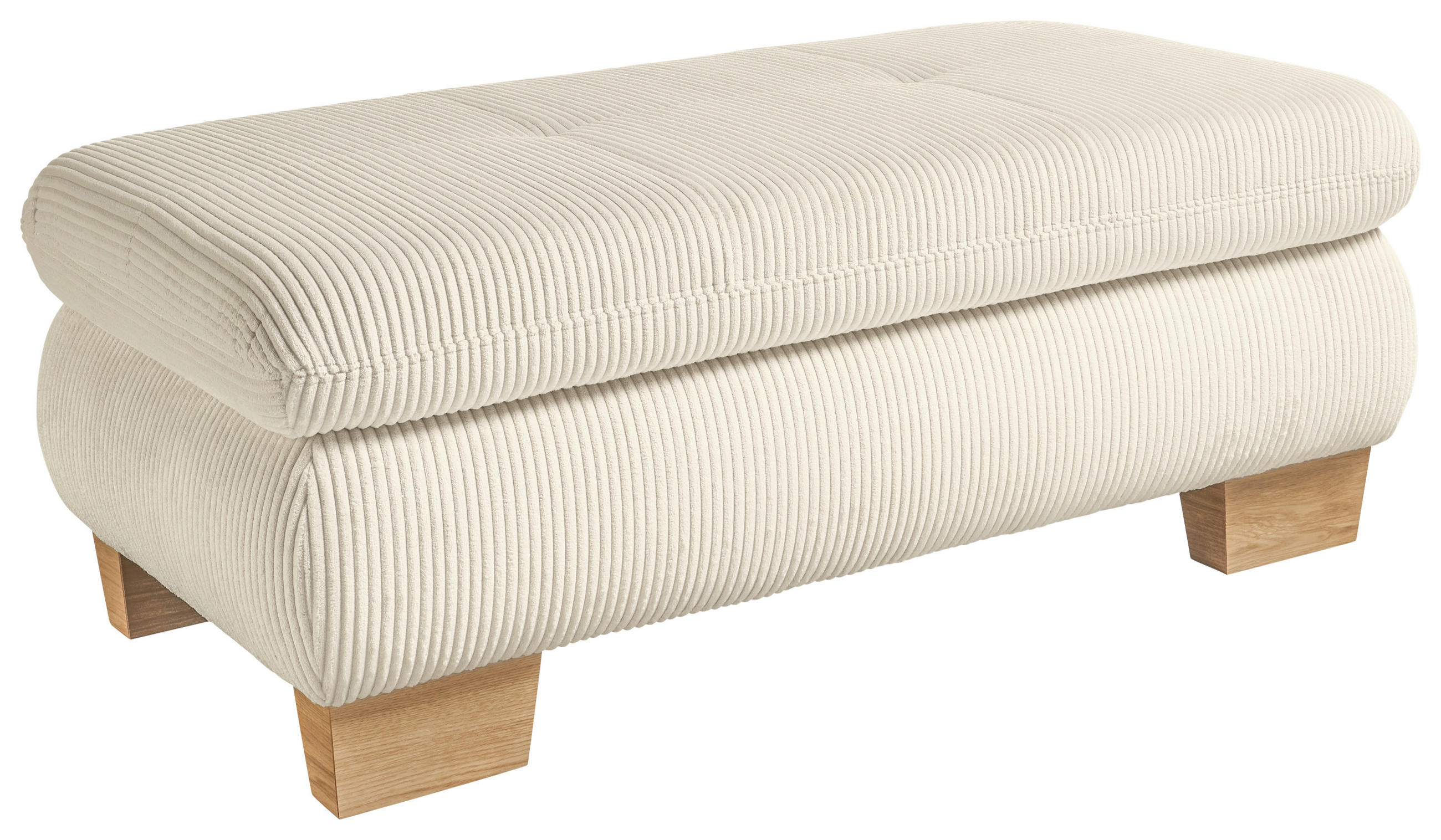 HOCKER Cord Creme  - Eiche Bianco/Creme, KONVENTIONELL, Holz/Textil (129/49/64cm) - SetOne by Musterring