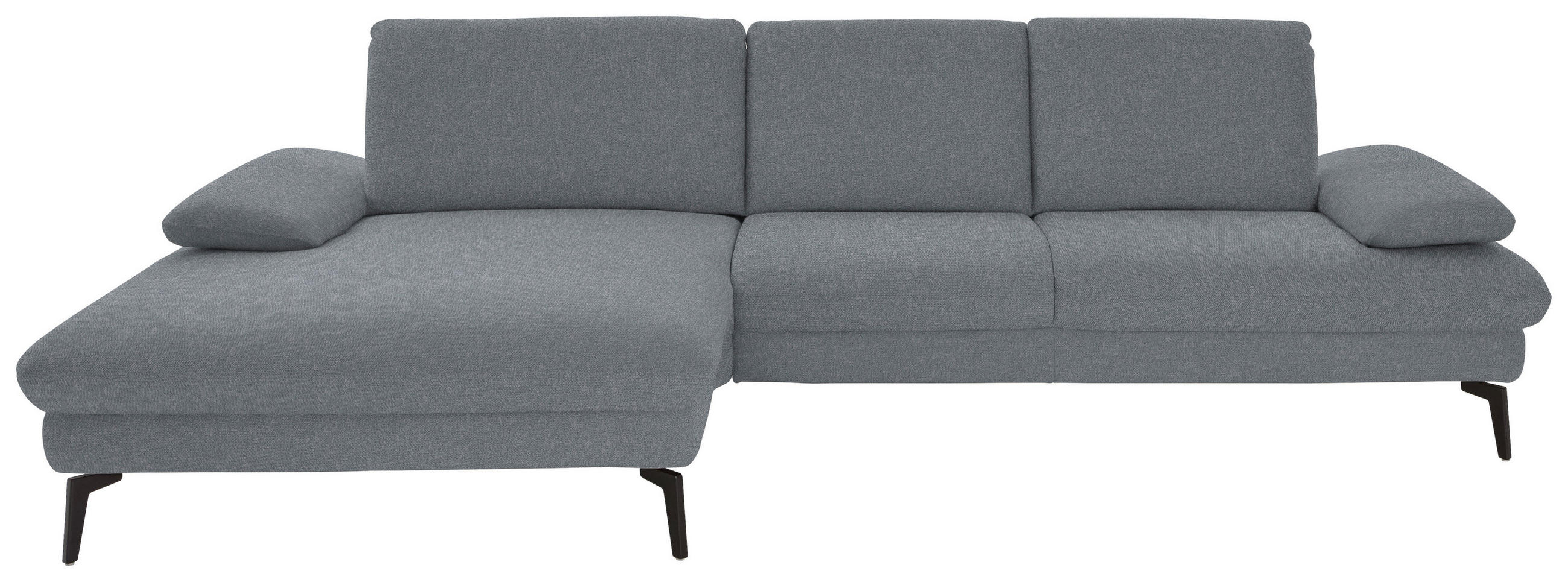 ECKSOFA in Chenille, Mikrofaser Blaugrau  157/299 cm  - Blaugrau/Schwarz, Design, Textil/Metall (157/299cm) - Dieter Knoll